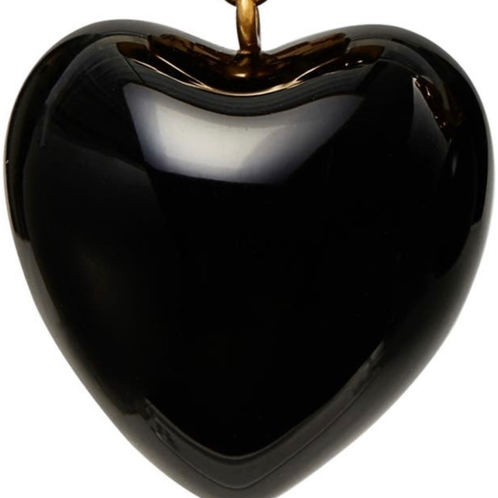 Tory Burch Authentic Vintage Roxanne Gold-Tone & Resin Heart Earrings In Black - Picture 8 of 10